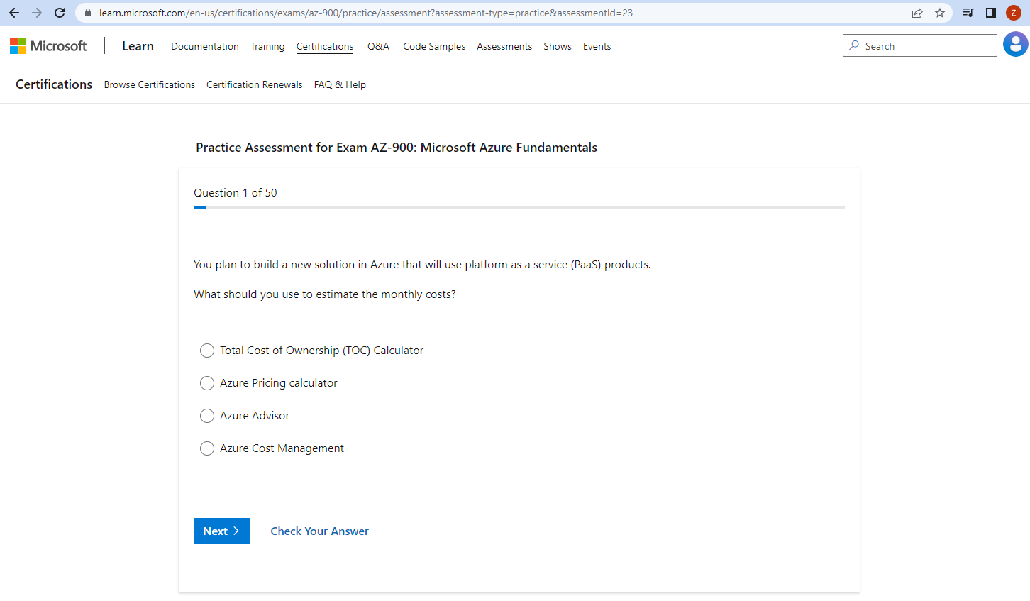 Practice Assessment AZ-900 Microsoft Learn