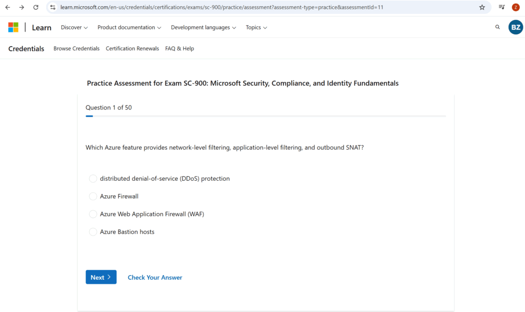 Practice Assessment for Exam SC-900