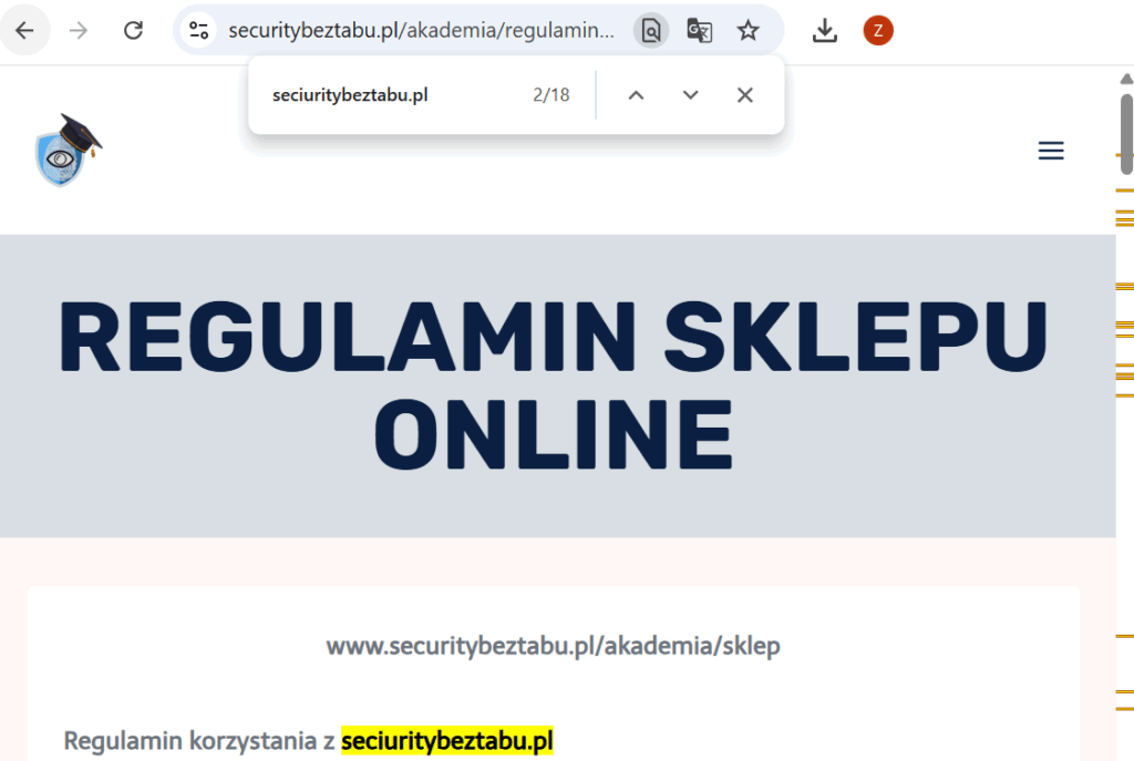 Regulamin sklepu online SecirityBezTabu