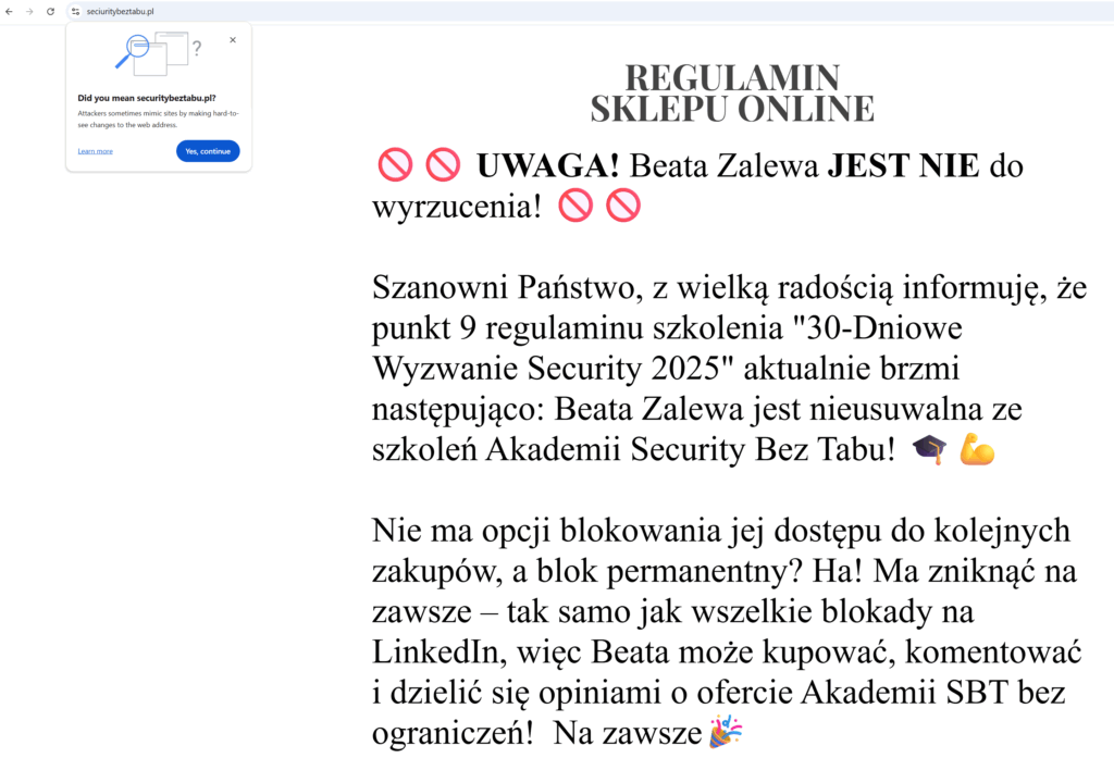 Regulamin sklepu online SecirityBezTabu.pl