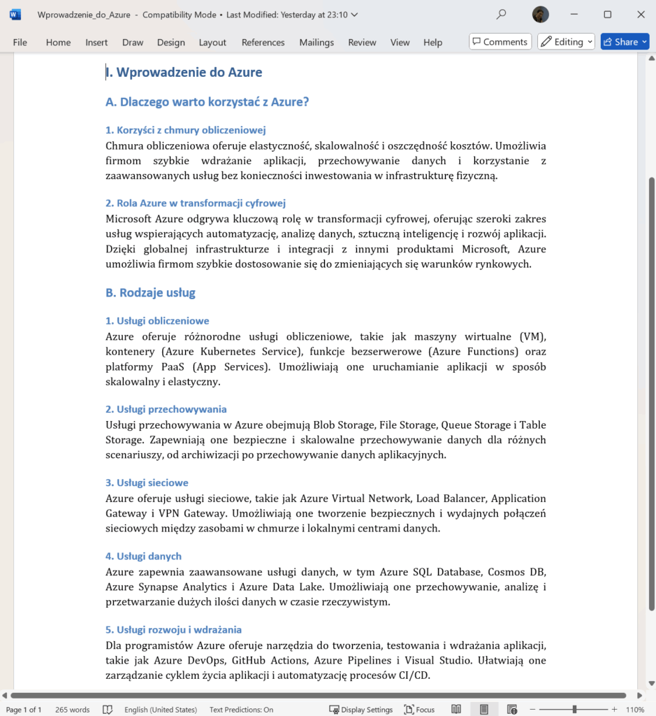 Dokument / document Word