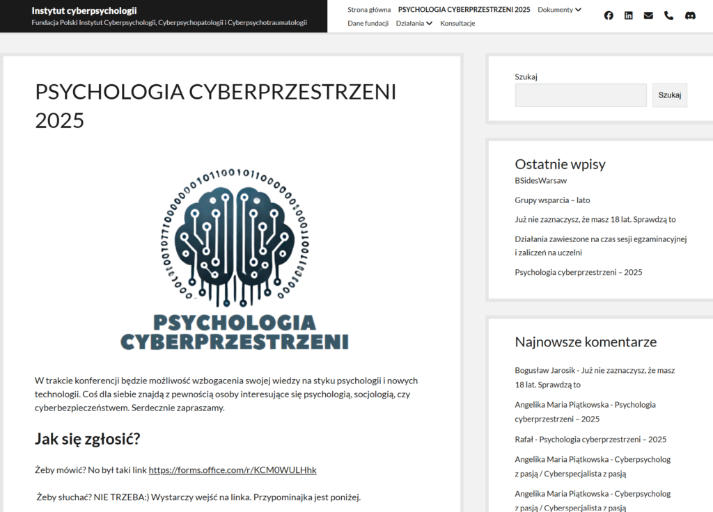 Psychologia Cyberprzestrzeni 2025