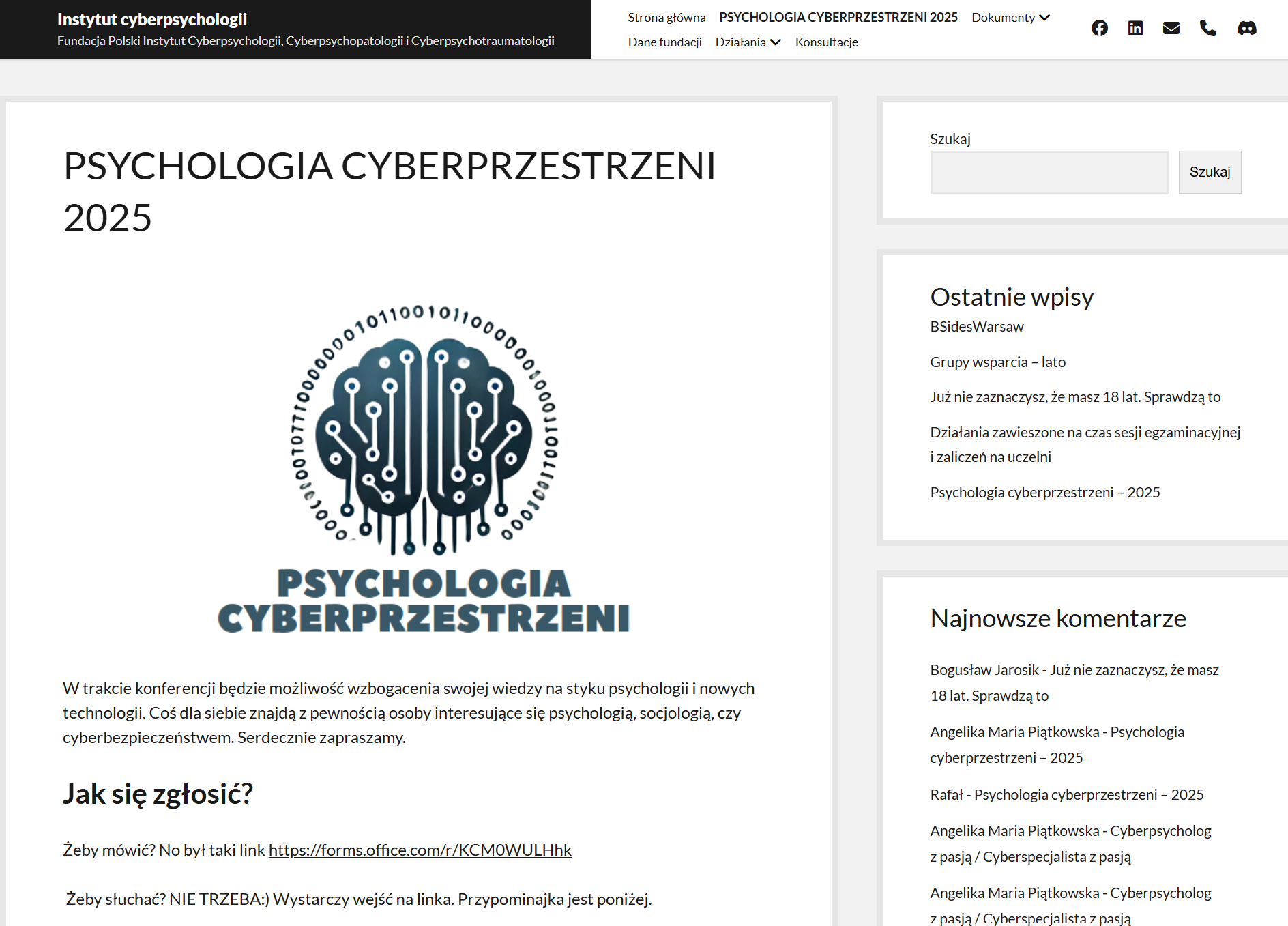 Psychologia Cyberprzestrzeni 2025