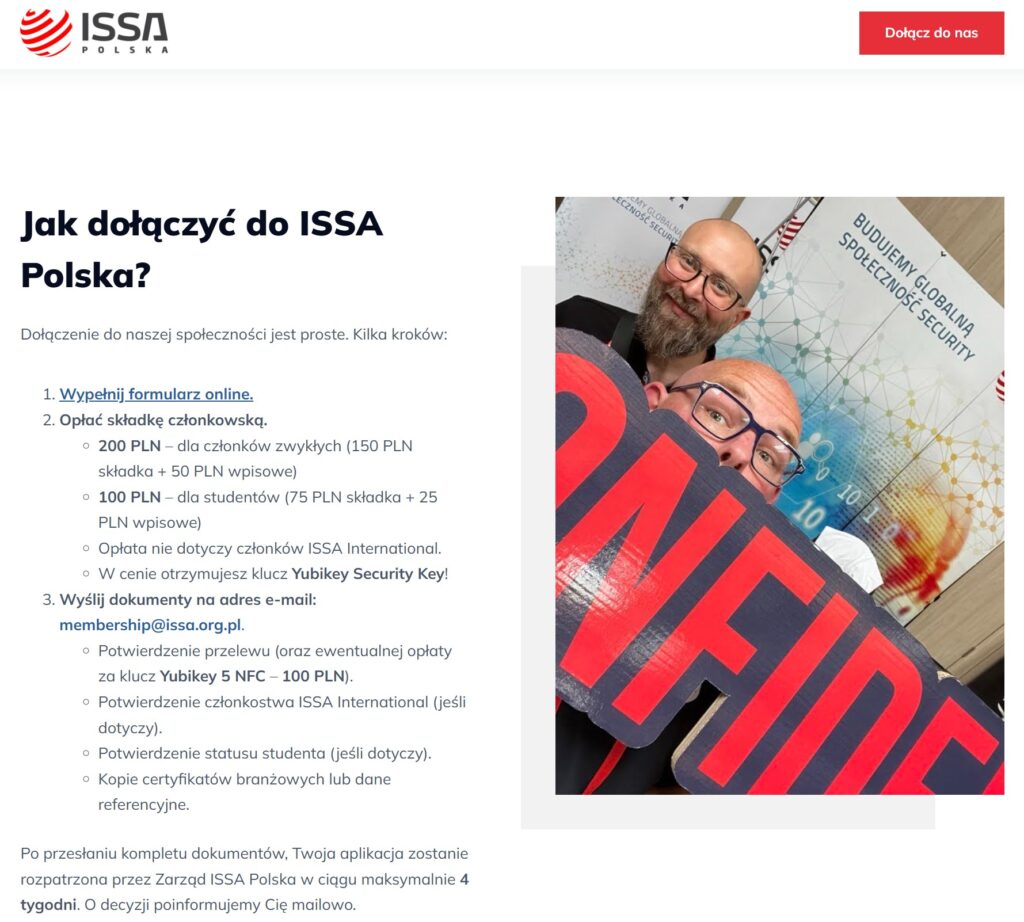 Screen ze strony ISSA Polska