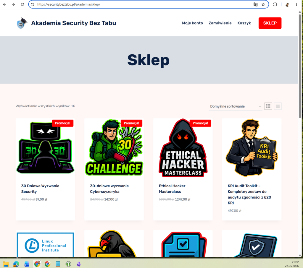 Wyzwanie Alkademia Security Bez Tabu sklep