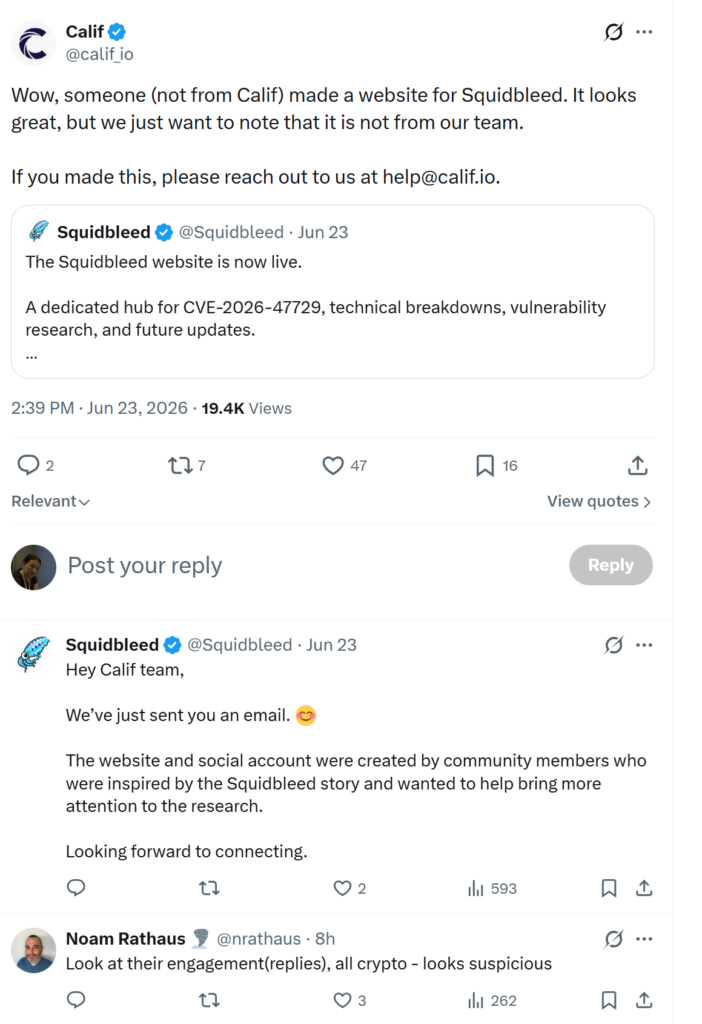 Konto Squidbleed na x.com, dostęp: 24.06.2026