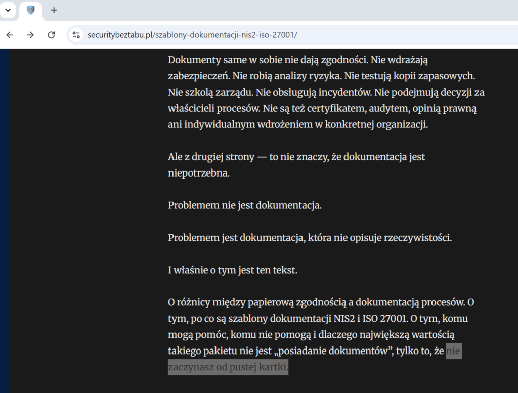 Tekst o pustej kartce, securitybeztabu.pl. dostęp: 20.06.2026