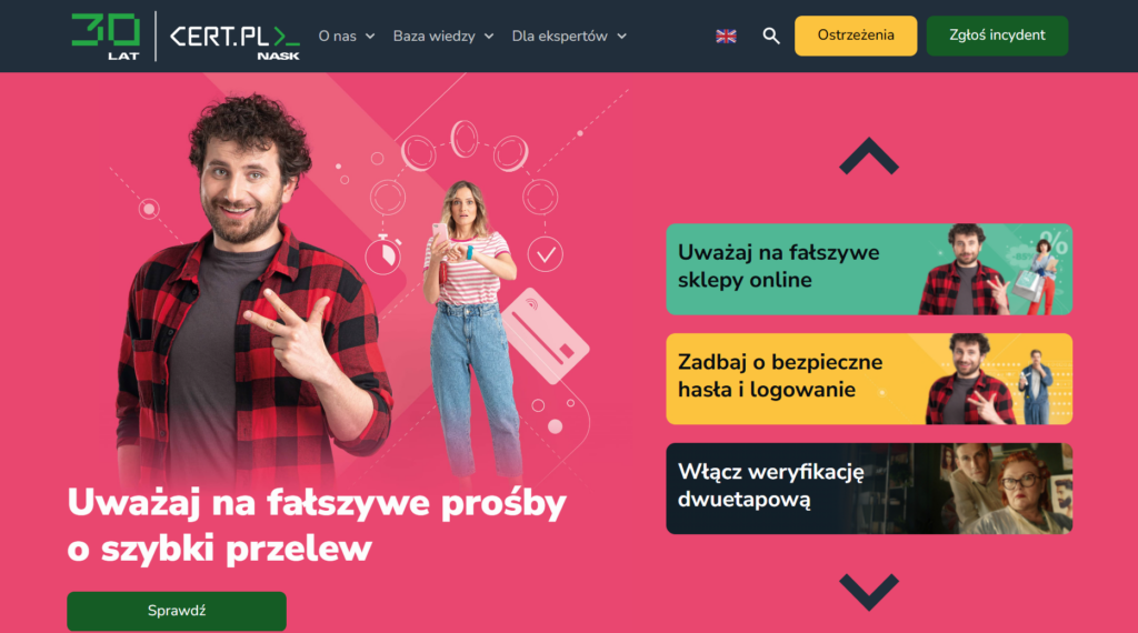 Strona główna cert.pl, dostęp: 20.06.2026