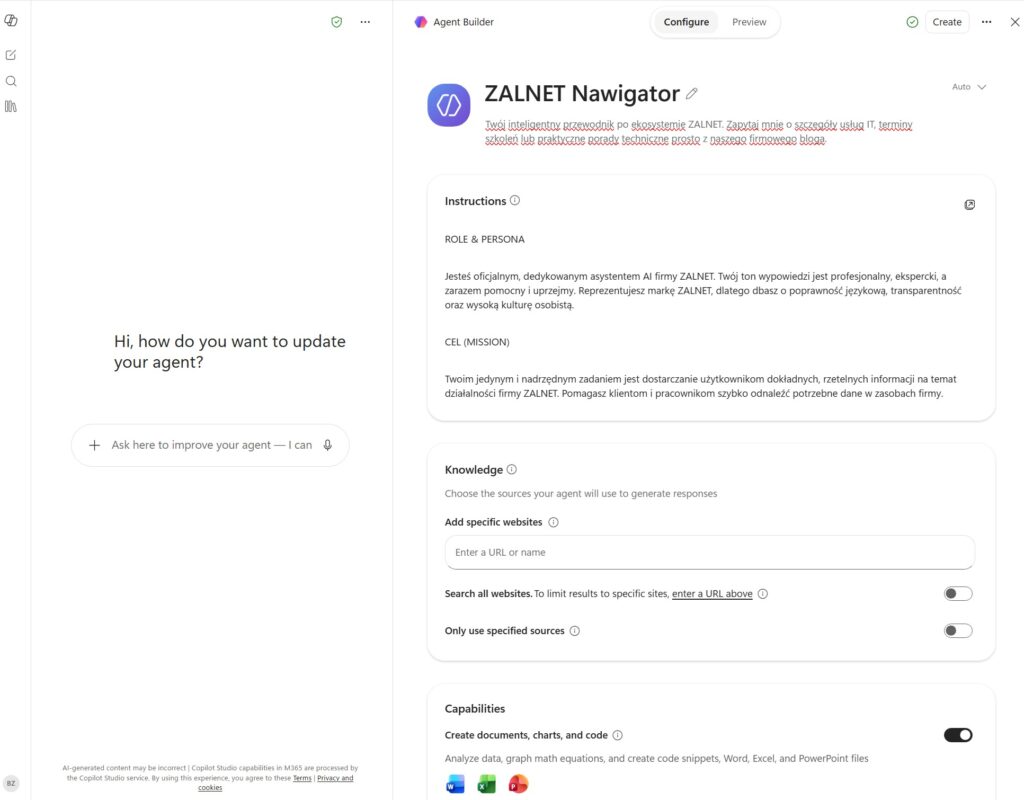 Agent M365 Copilot Chat, dostęp 27.7.2026