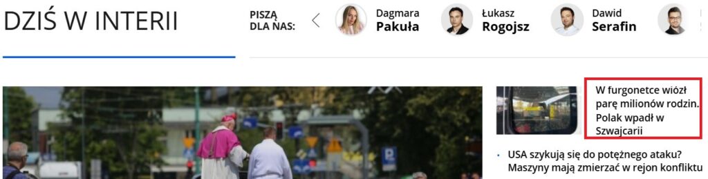 Clickbait w wydaniu Interii, dostęp 18.07.2026