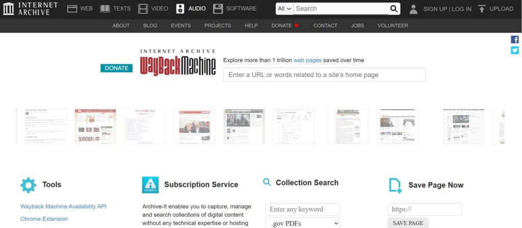 Strona główna web.arrchive.org, dostęp 05.07.2026