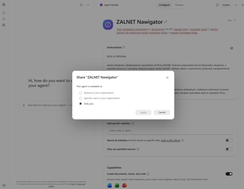 Udostępnianie agenta, dostęp 27.07.2026