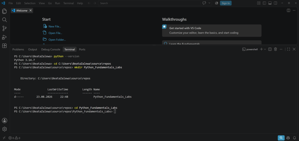 Creating a folder for Python project