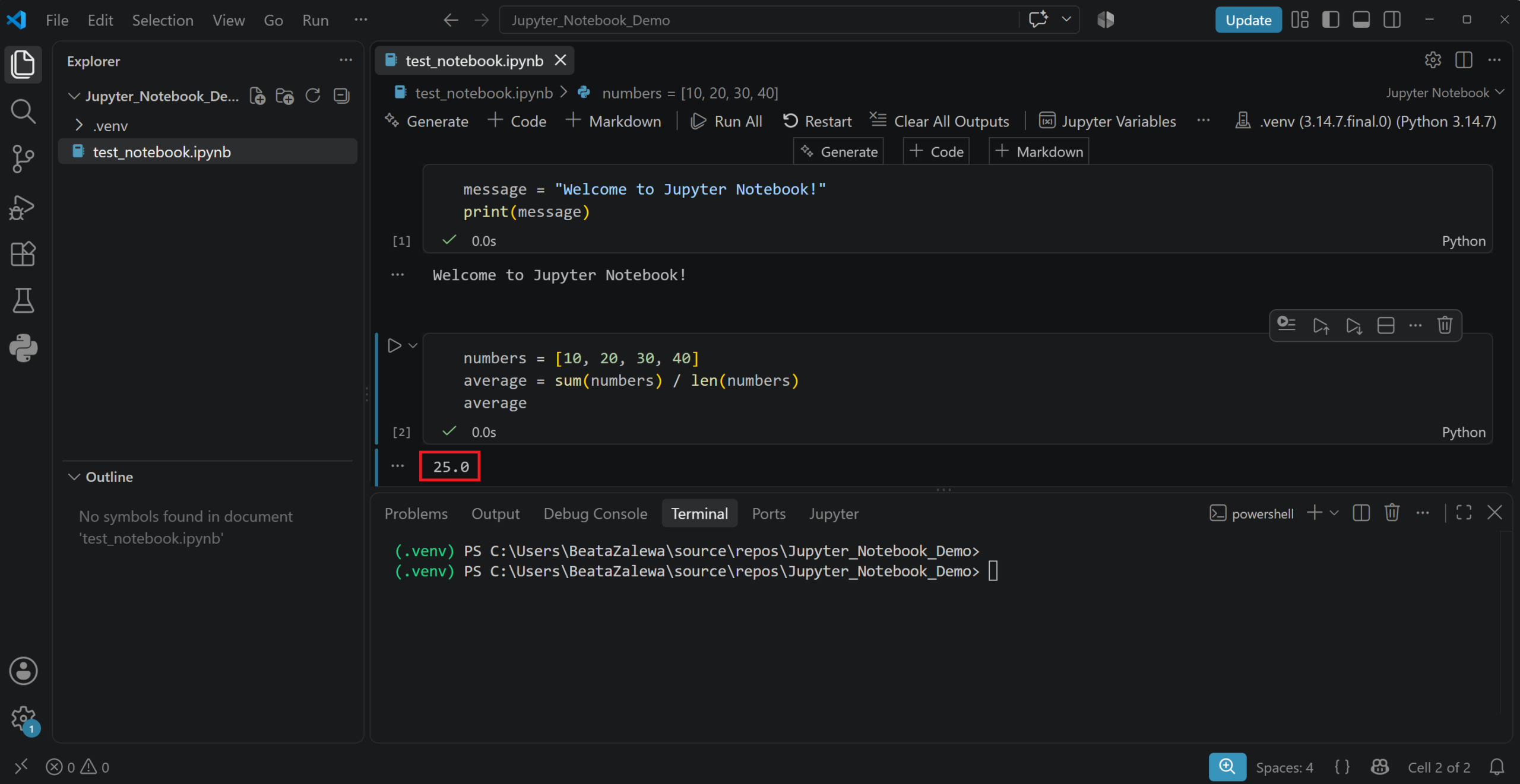 (EN) Output from Jupyter Notebook in VS Code