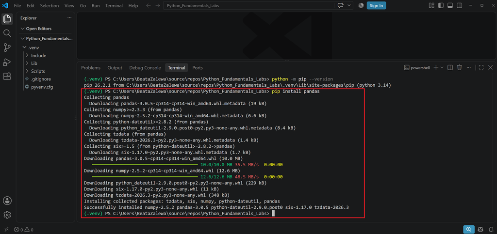 Installing packages in a Python Virtual Environment