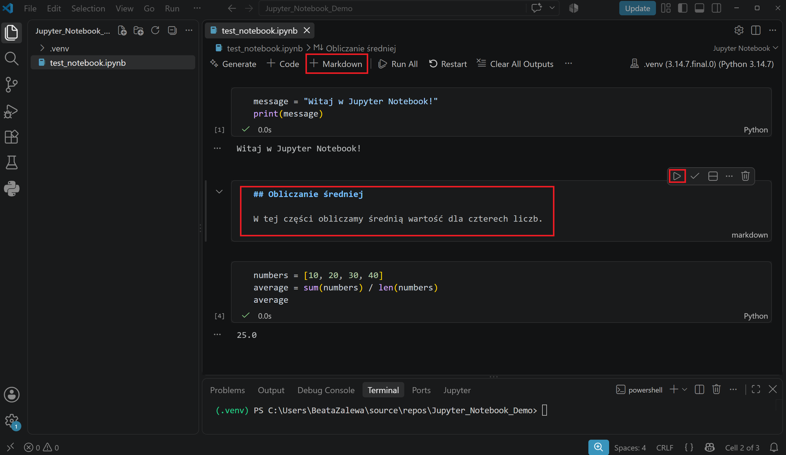 (PL) Dodawanie komentarzy w Jupyter Notebook/(EN) Adding comments in Jupyter Notebook