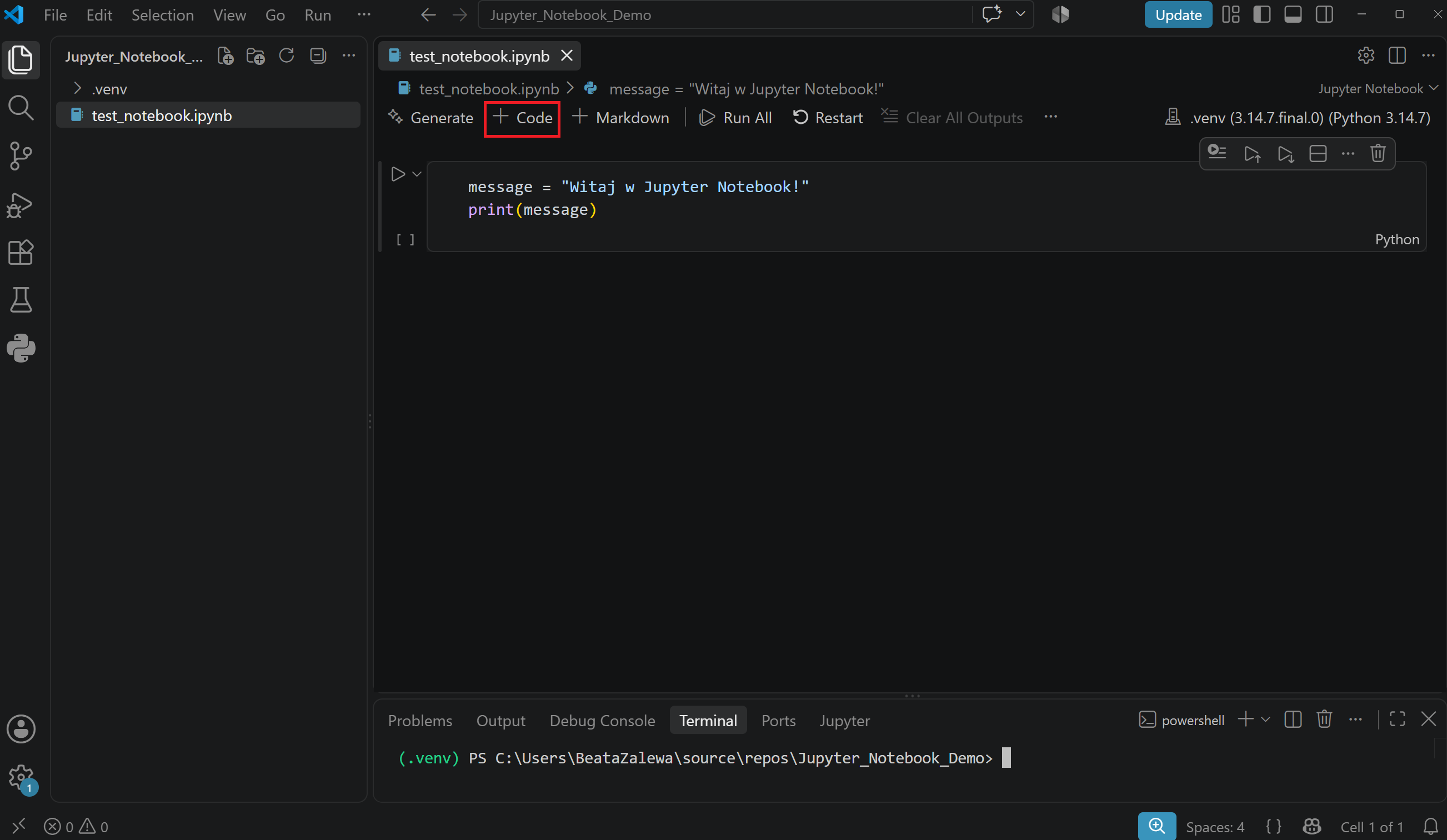 (PL) Pierwszy Jupyter Notebook w VS Code/(EN) First Jupyter Notebook in VS Code
