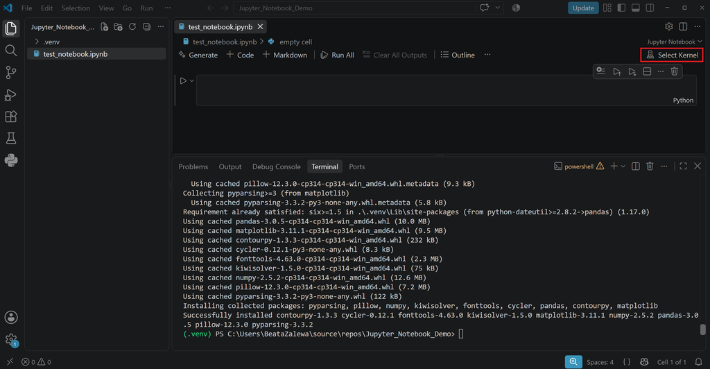 (PL) Select Kernel w VS Code/(EN) Select Kernel in VS Code
