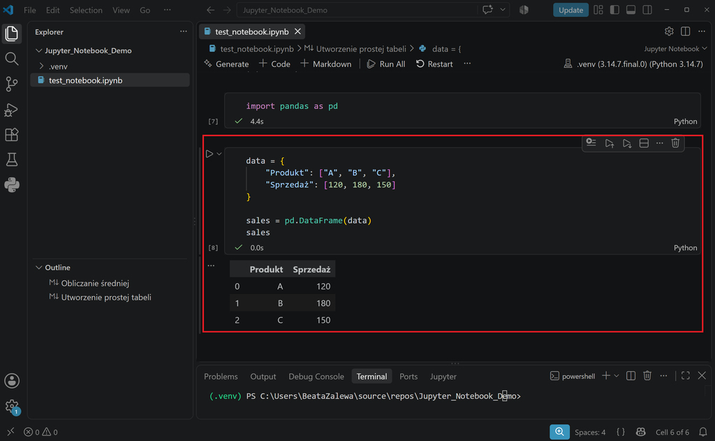(PL) Tworzenie prostej tabeli/(EN) Creating simple table