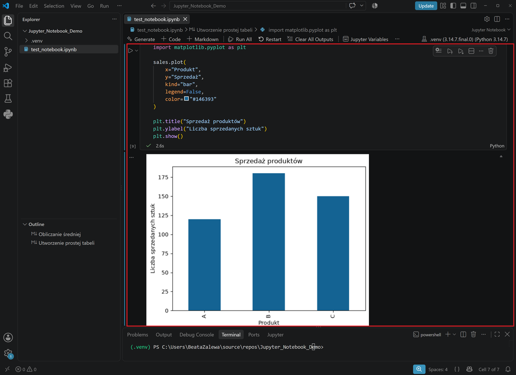 (PL) Tworzenie wykresów w Jupyter Notebook/(EN) Creating charts in Jupyter Notebook
