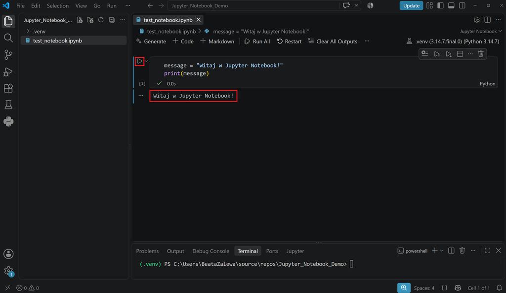 (PL) Uruchomienie Jupyter Notebook w VS Code/(EN) Run Jupyter Notebook in VS Code