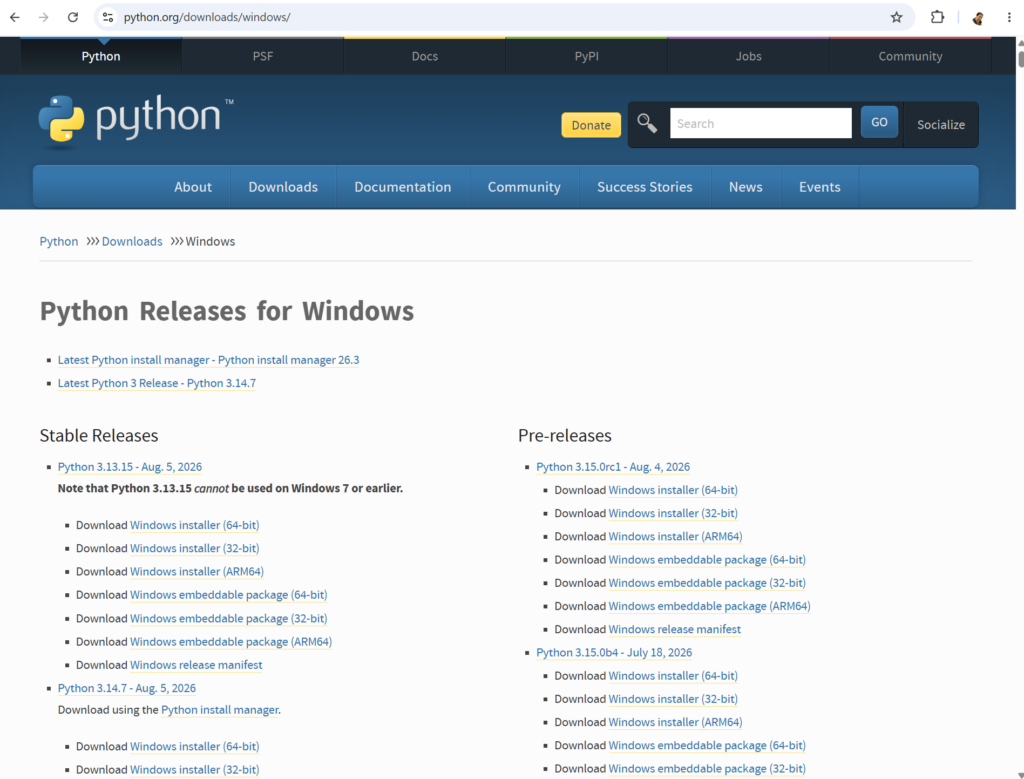 Python releases for Windows