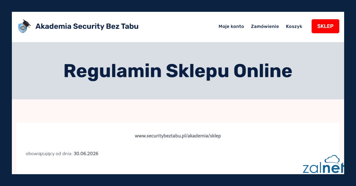 Regulamin Security Bez Tabu a prawo działające wstecz, dostep 05.07.2026 - ZALNET