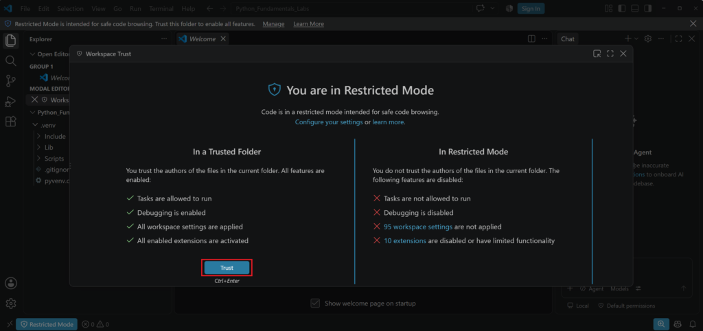 Restricted Mode in Visual Studio Code