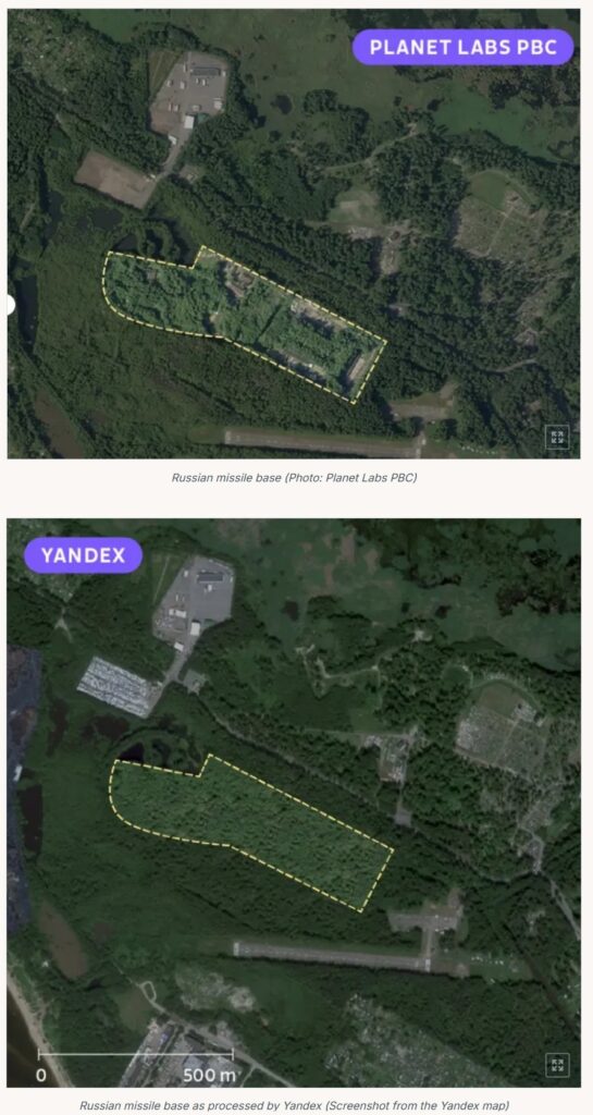 Rosyjska baza wojskowa, źródło: https://news.liga.net/en/war/news/russias-yandex-edited-maps-to-hide-a-missile-battery-near-finland-yle