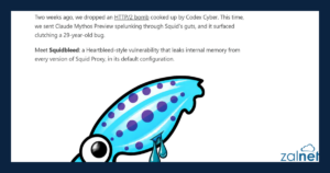 Squidbleed & AI Mythos (CVE-2026-47729) - info na blogu Kalif, dostęp 24.06.2026 - ZALNET