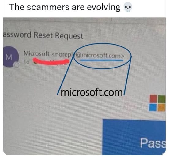 Fałszywy adres Microsoft wykorzystujący podobną nazwę domeny