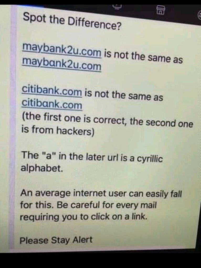 Przykład homograph attack i podobnych domen bankowych