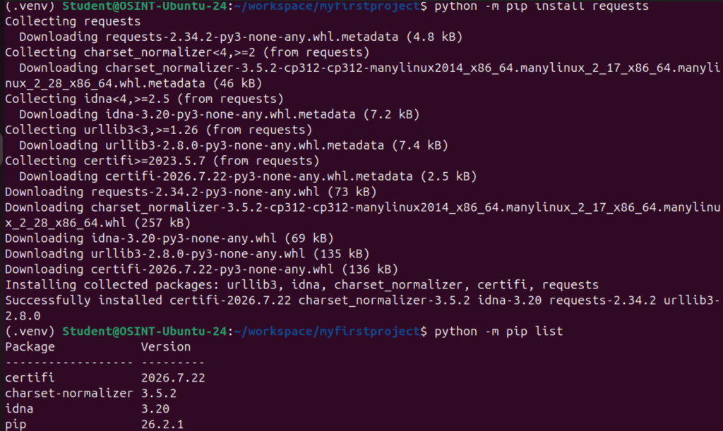 python -m pip install requests